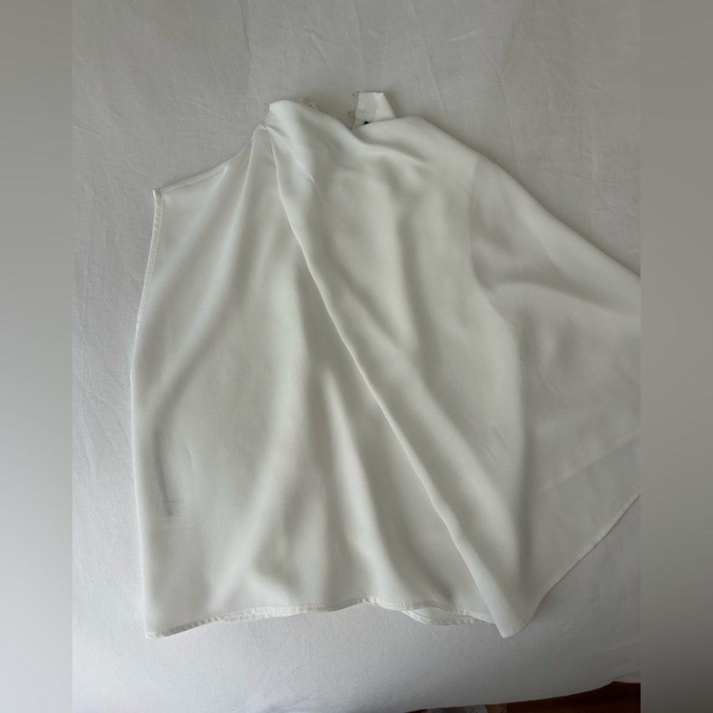 Zara White Draped Sleeveless Top